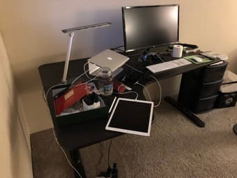 Moving sale: Queen spring mattress+bedframe, ikea corner desk, table 2