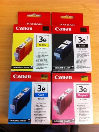 Canon BCI-3E Ink Jet Cartridges Magenta, Cyan, Yellow and Black 1