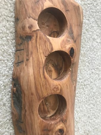 Olive wood rustic carved 7 tealight holder 2