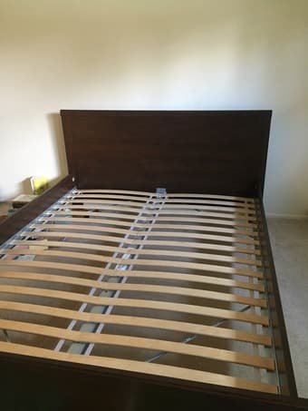 Queen bed and frame: rich classic dark brown 1