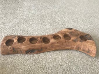 Rustic olive wood candle holder for 7 tealights 1