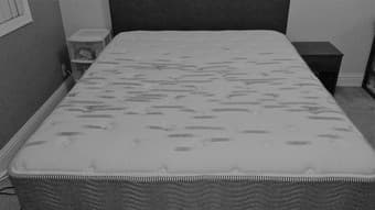 Bed frame with headboard, 10" spring mattress, night stand 1