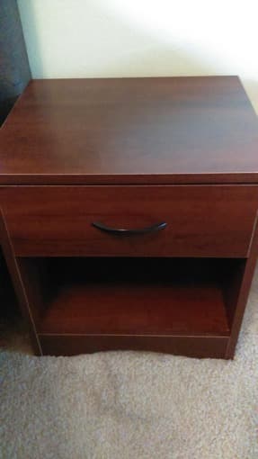 Bed frame with headboard, 10" spring mattress, night stand 3