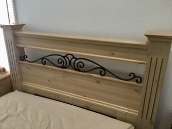 Bedroom furniture - queen mattress, headboard, dresser, chairs 2