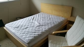 ikea queen size bed + mattress (originally +1000) plus chair, closet 1