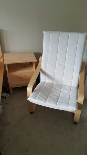 ikea queen size bed + mattress (originally +1000) plus chair, closet 3