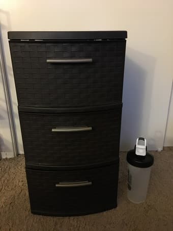 Closet organizing set: shoe rack, drawer and tower storage. 3