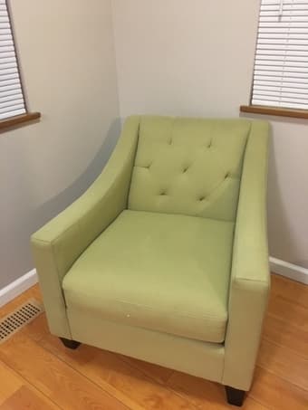 Light green upholstered accent chair 1