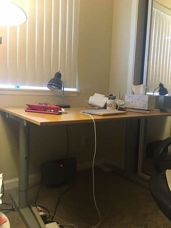 Queen size bed and mattress, 3-drawer chest, desk, dinning table 3