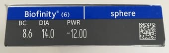 2x6 Biofinity contact lenses PWR -12.0 3