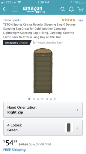 Teton sleeping bag 1