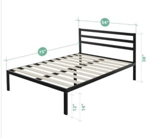 Almost new Zinus full size metal bedframe and spring mattress 1