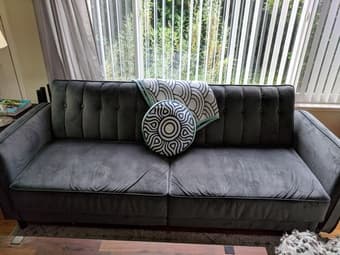 Beautiful grey velvet midcentury modern sofa- excellent condition! 2