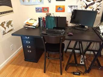 Wholeroom instant furnishing: 2 desks, 2 chairs, shelves and cabinet 3