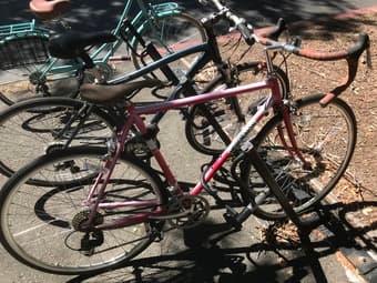 red 1 speed road bike 1