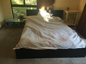 MOVING SALE: Ikea black malm bed, sofa chairs, mirror, chairs 3