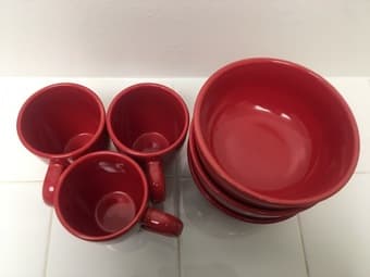 Set of 3 large ceramic bowls + 3 mugs 2
