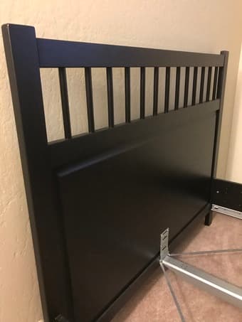 Size full black bed frame and standing lamp for sale 3