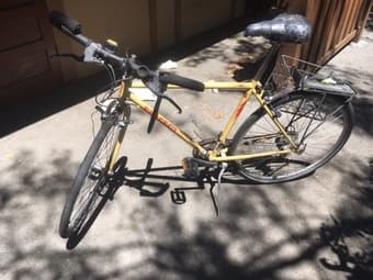 Peugeot yellow steel frame bike + Kryptonite D-lock 2