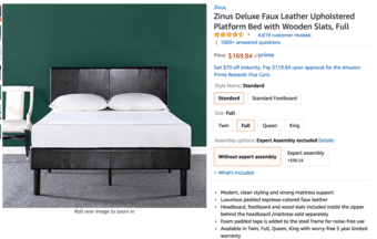 Leather Upholstered Platform Bed + 12 inch Mattress (Full Size) 1