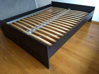 queensize bedframe with slatted frame and 4 drawers 3