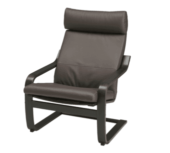 Leather Ikea Poang Chair + Ottoman 1