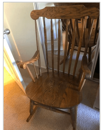Solid oak rocker and pillows 1