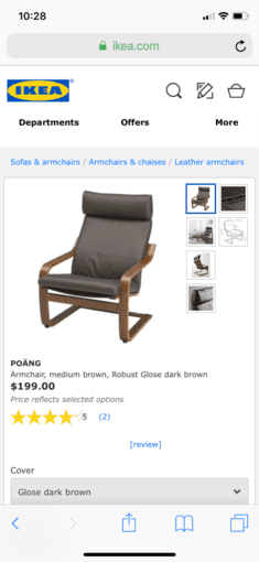 IKEA Poang Brown Leather Armchair and Ottoman 1