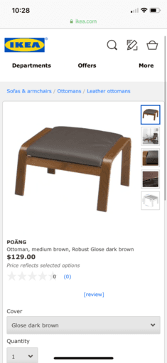 IKEA Poang Brown Leather Armchair and Ottoman 2
