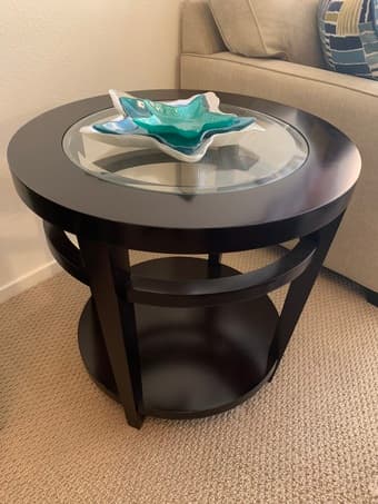 Round Glass and Wood 2-PC Table Set from Macy's 2