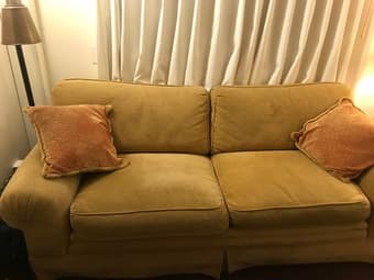 Couch: Straw-colored 90" wide 2