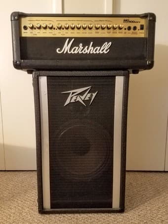 Marshall MG100HDFX 100-Watt Guitar Amp Head and Peavy speaker 1