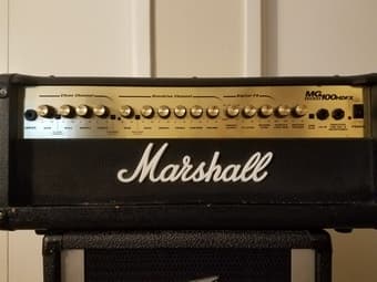 Marshall MG100HDFX 100-Watt Guitar Amp Head and Peavy speaker 2
