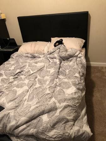 Expresso Faux Leather Platform Bed 1