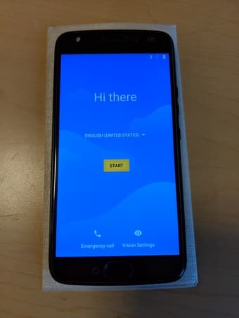 Android One Moto x4, with original charger, box, a case, and 1-2 glass 1