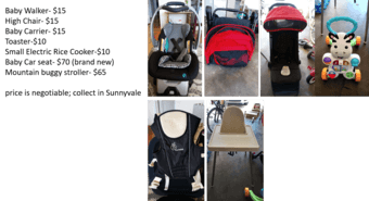 stroller, car seat, high chair, baby walker, baby carrier 1