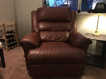 Brown Leather Sofa & Recliner 1