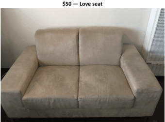 $50 — Beige love seat 1