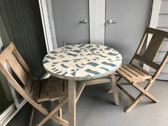 West Elm Mosaic Bistro Table and 2 matching chairs 1
