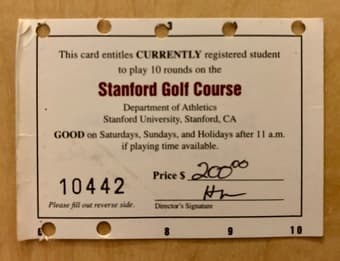 Stanford Golf Course Student Pass 1