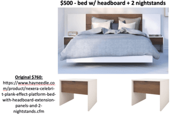 REDUCED PRICE - Bed Set w/ Headboard and 2 nightstands 1