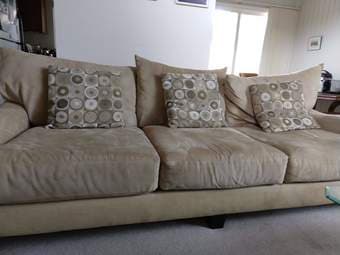 3 seater + 2 seater couch and cushions - $250 OBO 1