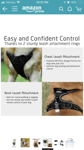 Sturdy “no pull” dog harness, small 3