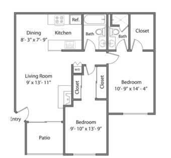 1B/1B in 2B/2B Santa Clara Apartment 3