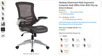 Super Comfortable Office Chair With Flip-Up Arms In Brown 1