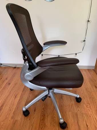 Super Comfortable Office Chair With Flip-Up Arms In Brown 2