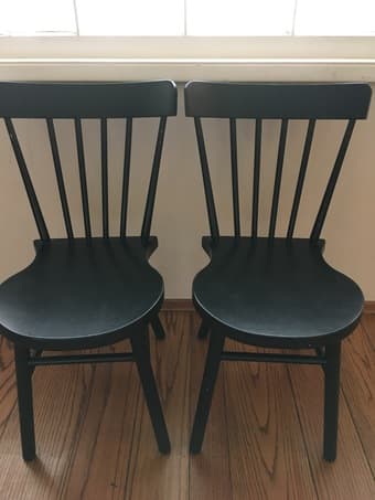Moving out sale: dining chairs (2 black, 2 white)!! 2