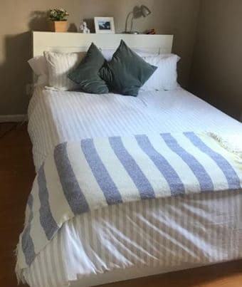 Bed frame with storage & headboard, white + mattress 2