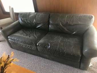 Dark green leather couch 1