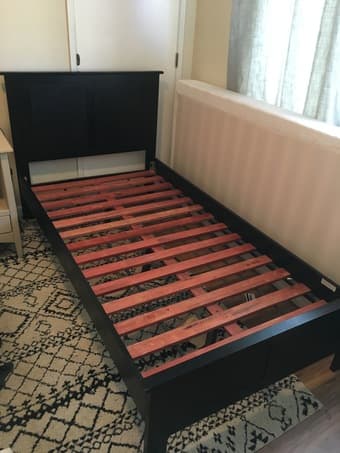 Bedroom furniture- twin bed frame, mattress, nighstand, dresser 1